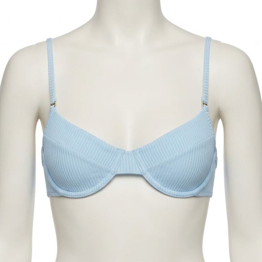 Chic Monday Swimwear Ribbed Underwire Bikini Top L Blue